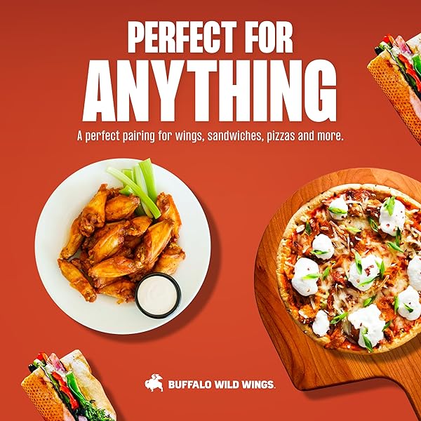 BUFFALO WILD WINGS MEDIUM BUFFALO SAUCE, 12 FL. OZ., PERFECT DIPPING SAUCE, CHICKEN MARINADE, WING SEASONING AND BURGER TOPPING, ENJOY A MEDIUM, COMFORTABLE HEAT