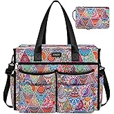 ITIEZY Utility Tote Bag for Women with 15/18 Pockets - Large Teacher Tote Bag with Zipper Compartment Nurse Bags for Work
