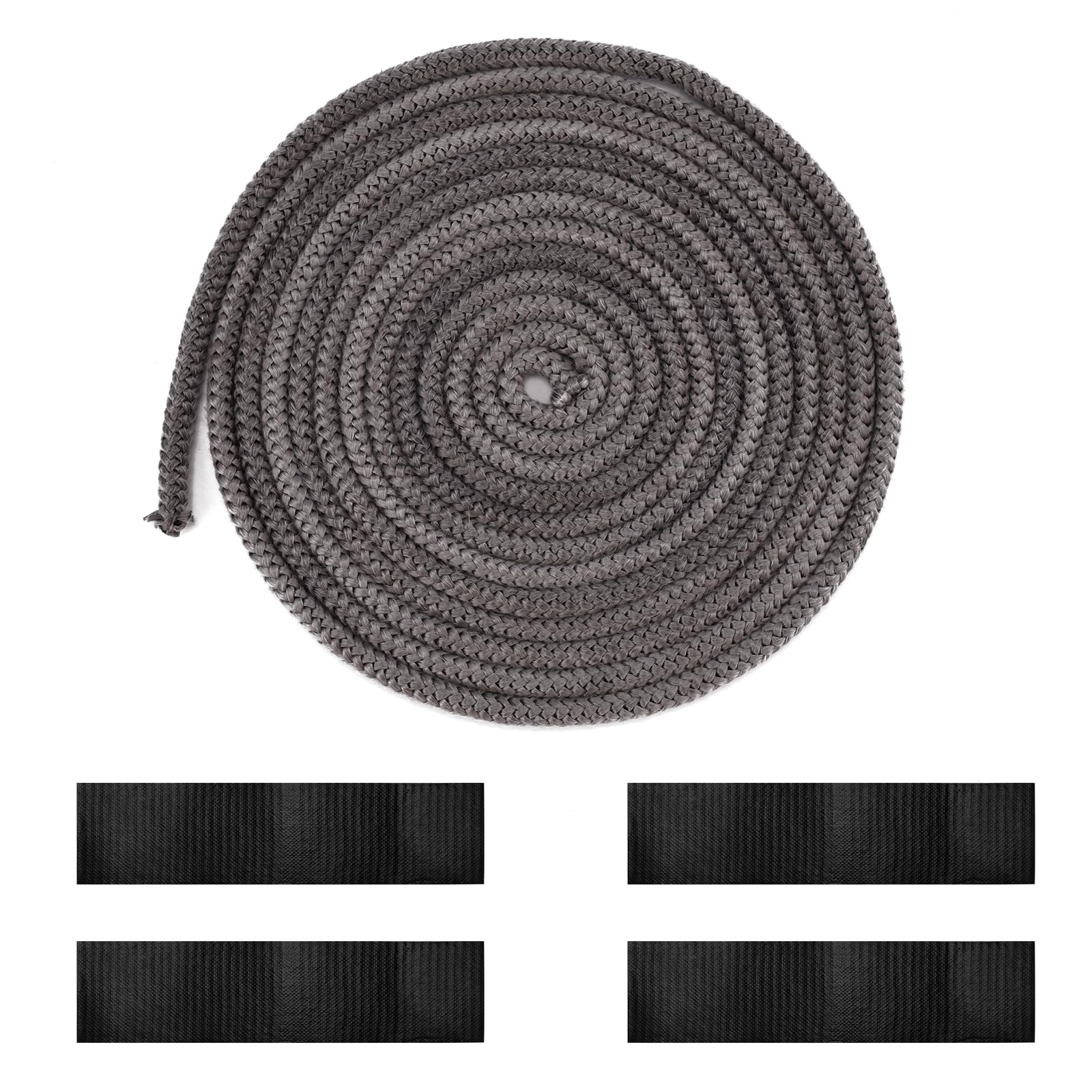 Gosknor Fireplace Seal Rope, 0.24inx13.12ft Graphite Impregnated Fiberglass Rope Seal Gasket Replacement Wood Stove Door Gasket for Fireplaces Stoves Wood Burning