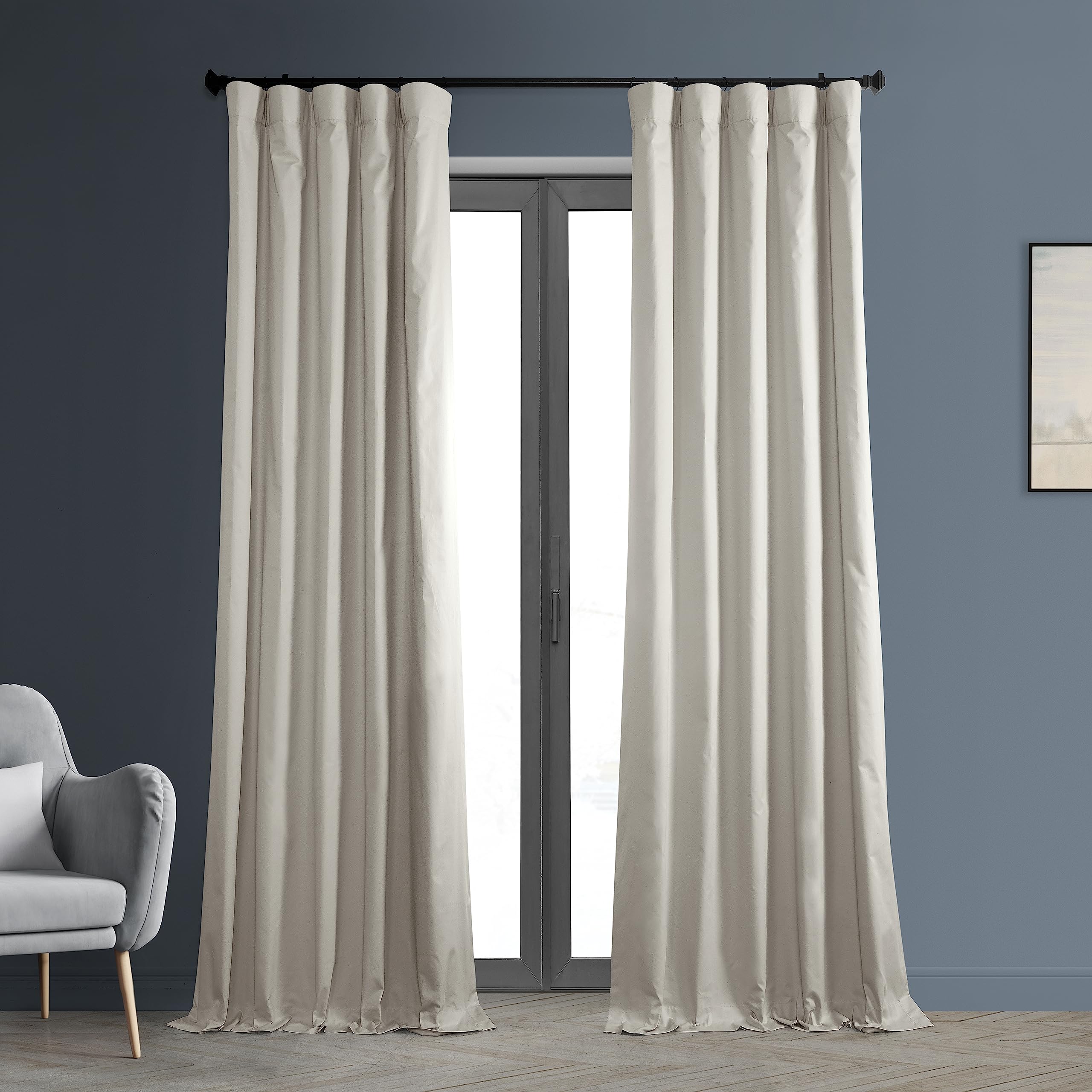 HPD Half Price Drapes Cotton True Blackout Curtains 108 inches long Solid Thermal Insulated Window Treatment Curtain 50 X 108 (1 Panel), PRCT-BO02B-108, Hazelwood Beige — image 1