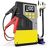 Portable Car Jump Starter with Air Compressor for Emergencies,3000A Peak and 150 PSI Max,for 12L Gas & 10L Diesel Engines,LCD Display,LED Light