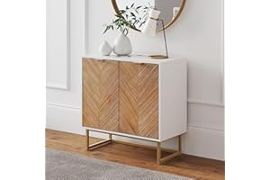 Nathan James Storage, Buffet, Sideboard, Free Standing Accent Cabinet for Hallway, Entryway or Living Room, 1, White/Gold