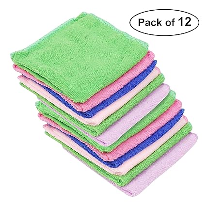 Livzing Cleaning Cloth Kitchen Hand Face Napkin Table Wipe Dish Towel Assorted - 12 Pieces