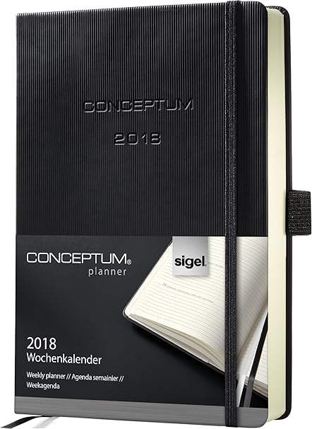 Sigel C1812 Wochenkalender 2018, ca. A5, schwarz, Hardcover CONCEPTUM