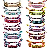 Carede Woven Friendship Bracelets Adjustable Braided Bracelets Handmade Colorful Adjustable String Bracelets with a Sliding Knot Closure for Women