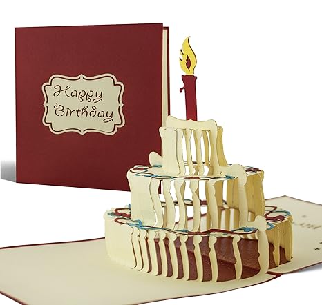 Happy Birthday-Karte zum Geburtstag als Glückwunschkarte, Pop-Up Geburtstagskarte, Torte mit Kerzen als Geschenkidee, G04