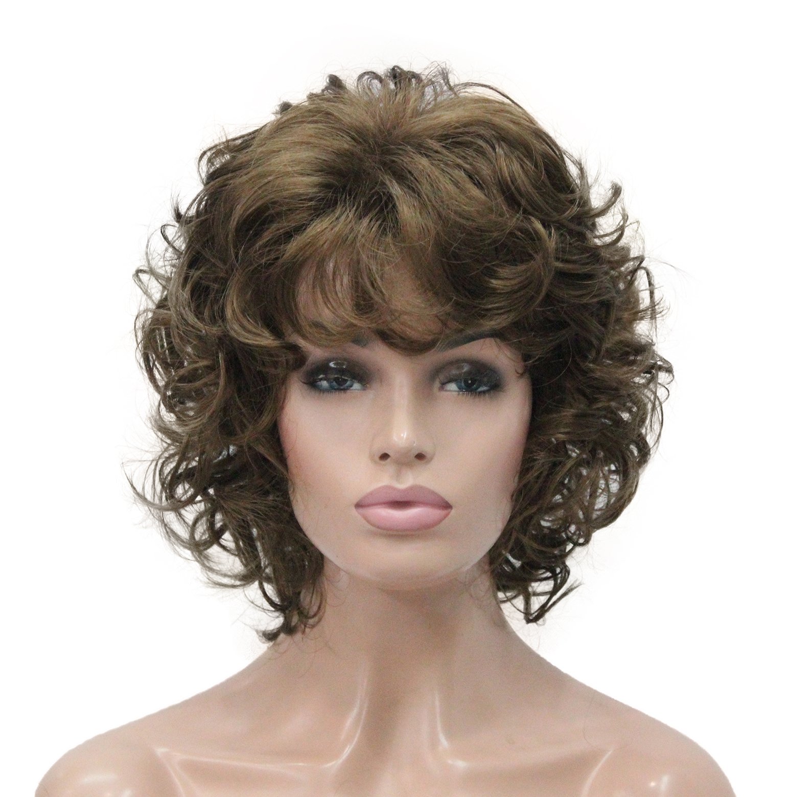 Lydell Women's Short Soft Super Curly Wig Layered Natural Movement Synthetic Wigs Light Golden Brown — image 1