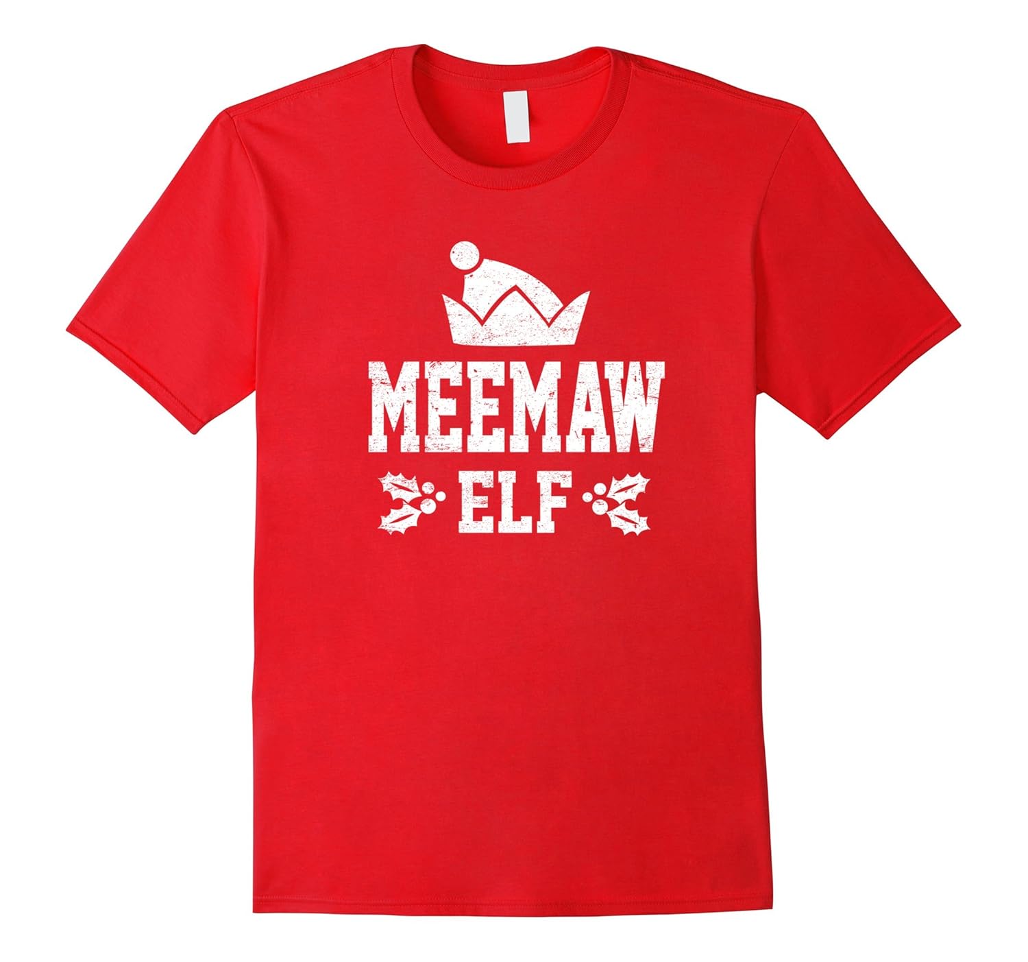 Meemaw Elf Pajama Christmas Holiday Season Funny Tshirt-Rose