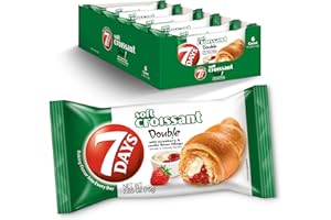 7 DAYS 7Days Soft Croissant, Strawberry & Vanilla Croissant, Breakfast Pastry, Individually Wrapped On The Go Snack, Non-GMO, 2.65 Ounce (Pack of 6)