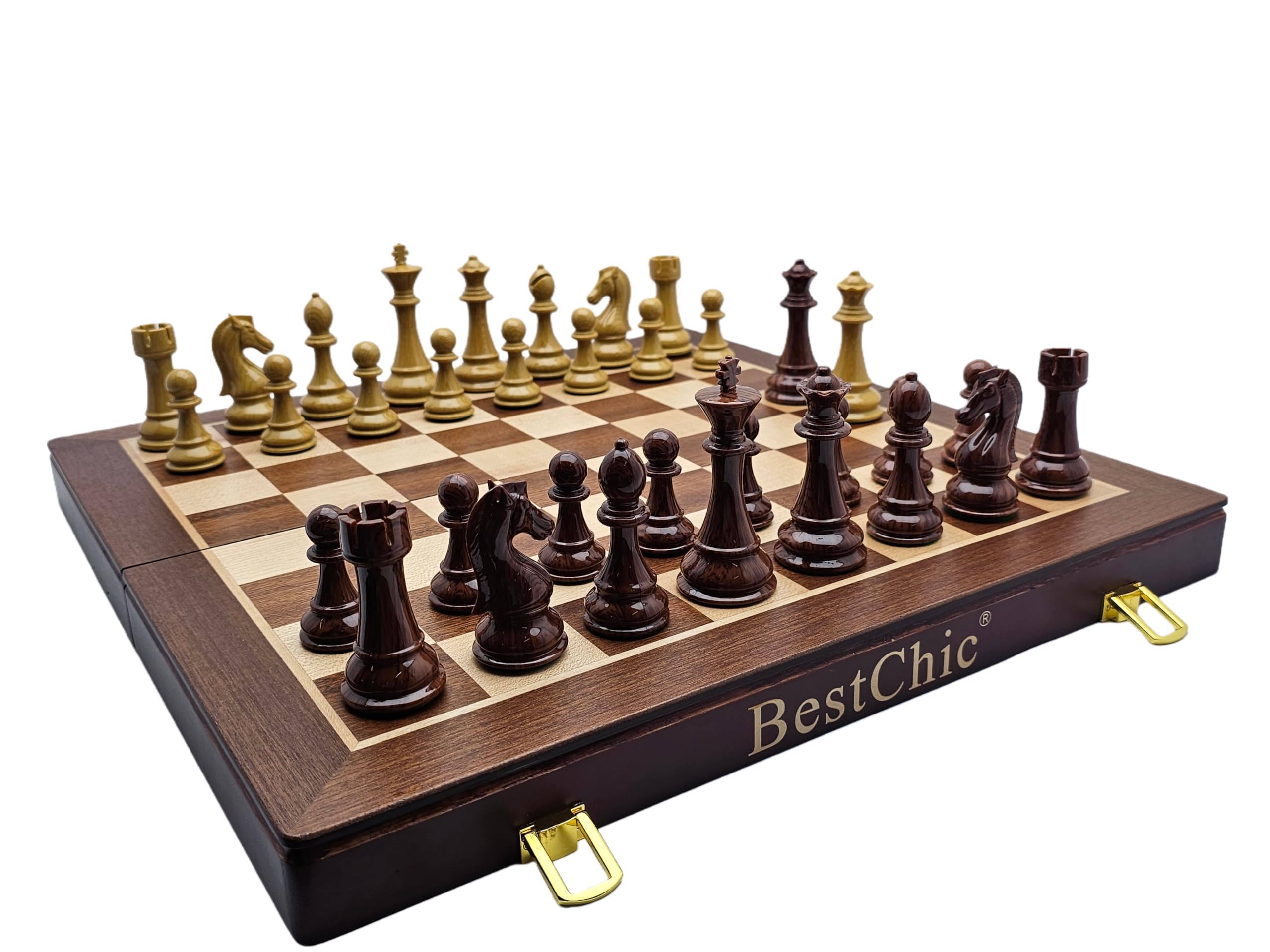 Photo 1 of ****FACTORY SEALED*** 18" Wooden Chess Set with High Polymer Weighted Standard Chess Pieces,Large Deluxe Folding Storage Wooden Chess Board Sets, Premium Board Games for Adults and Kids Enthusiasts