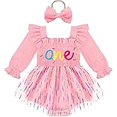 HONGTEYA Baby Girl 1st Birthday Outfit First Birthday Gifts Long Sleeve Tulle Dress One Year Old Bodysuit Clothes