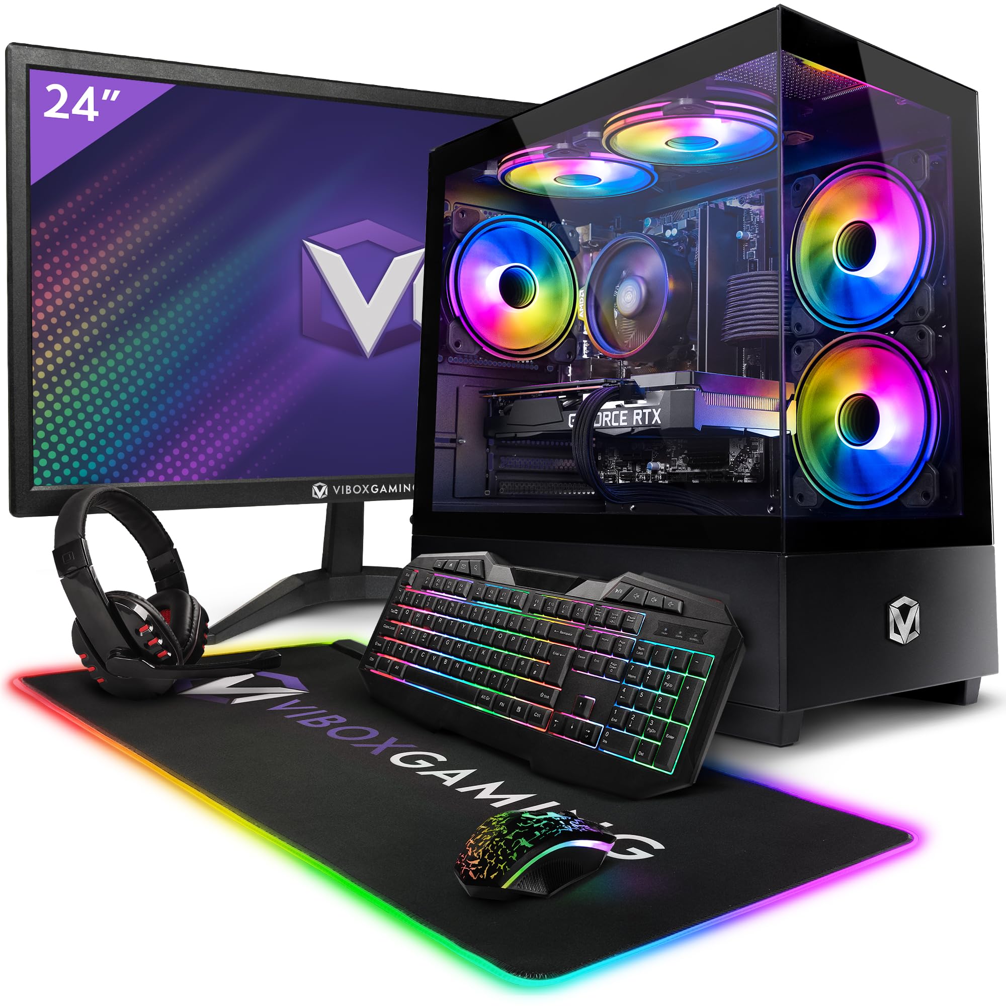Vibox V-196 Gaming Pc Bundle • Amd Ryzen 5 5500 4.2Ghz • Nvidia Rtx 4060 8Gb • 16Gb Ram • 1Tb Ssd • Windows 11 • 23&Quot; Monitor • Wifi