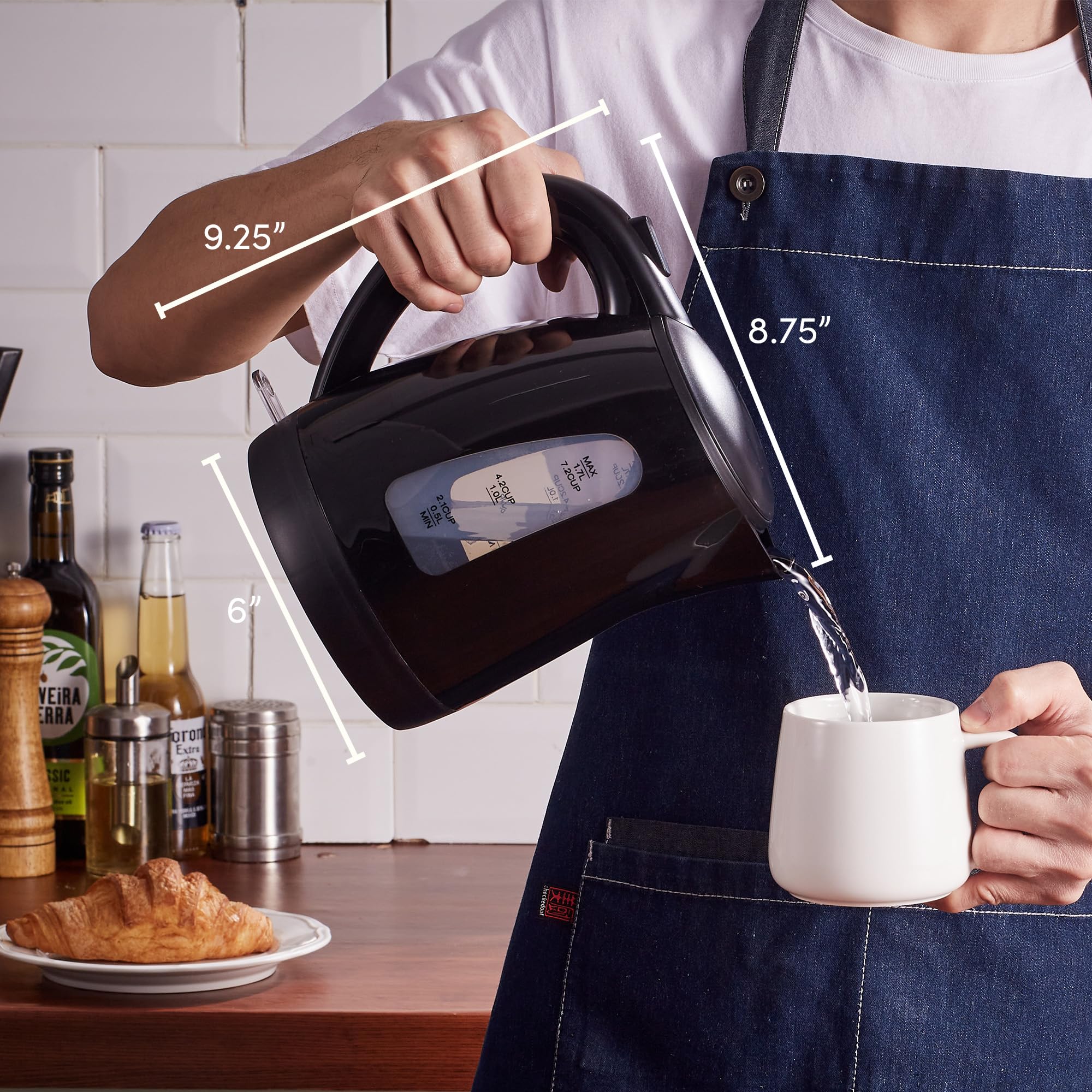 Elite Gourmet EKT8690 1.7L Electric Tea Kettle 1500W Hot Water Heater Boiler BPA-Free, Fast Boil, Water Level Window and Auto Shut-Off, Black - Image 6