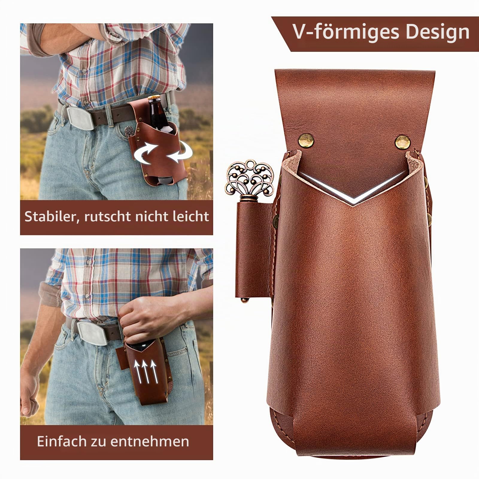 iPihsius Bier Holster, Bier Holster für Herren, Einfaches V-förmiges Design 5