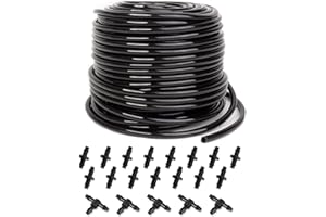 100 ft Drip Irrigation Tubing, 1/4 Inch Drip Line Irrigation Hose with 20 Pcs Drip Irrigation Parts, Drip Irrigation Kit by MoHern