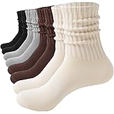 Women's 88% Cotton Mid-Calf Socks - Scrunch Socks, Non-Slip Y-Heel, Foldable Slouch Socks (Fits 5-11) All Season