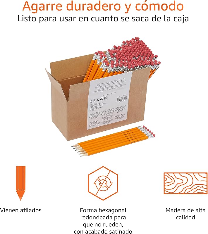 Amazon Basics No. 2 HB Lápis de madeira, afiado, 150 unidades, amarelo
