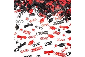 KALOR Black and Red Graduation Confetti 2026, 1000 Pcs Class of 2026 Table Centerpiece Grad Confetti for Graduation Party Dec