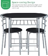 Yaheetech 3 Piece Dining Set Modern Round Table 2 Chairs Wine Rack Black view 7