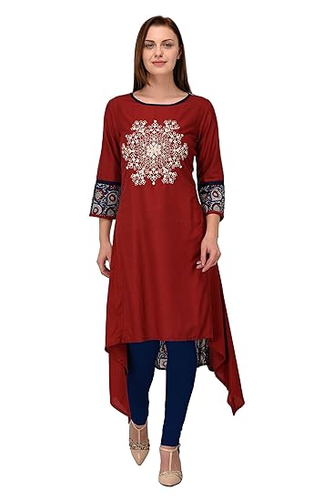 Navabi Export Womens Maroon Color Rayon Fabrics A-Line Kurta (VF-KU-99)