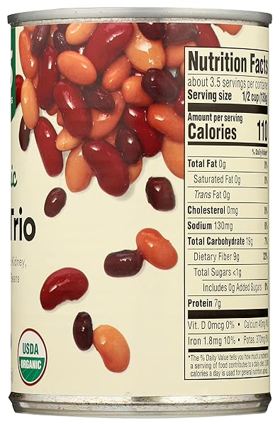 365 BY WHOLE FOODS MARKET, ORGANIC BEAN TRIO (KIDNEY, PINTO, & BLACK BEANS), 15 OUNCE