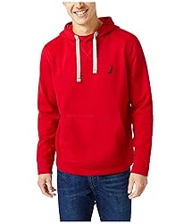 Nautica Men's J-Class Logo Fleece Hoodie, Red, Medium