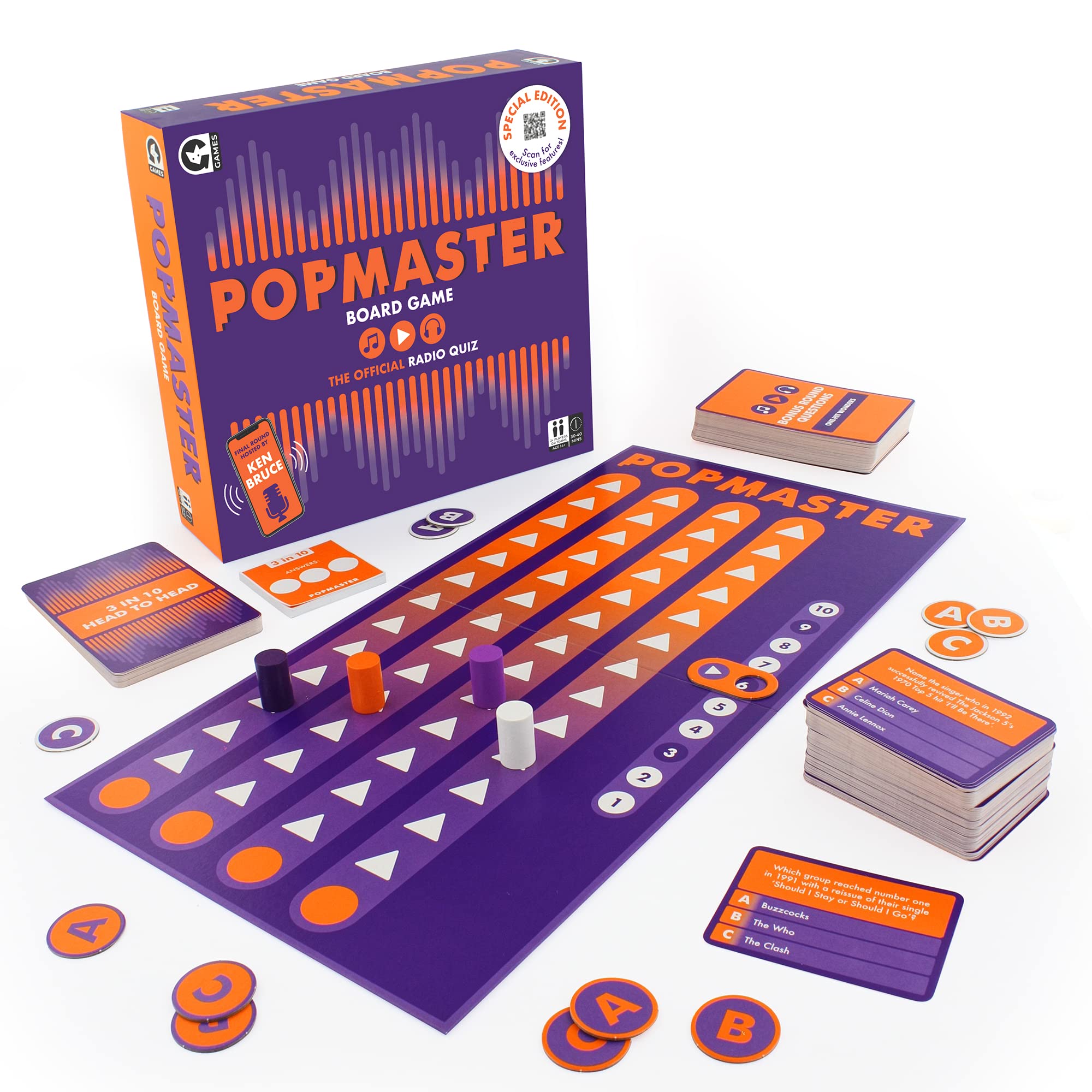 Ginger Fox Official PopMaster Board Game Age 14+ | Special Edition | Based on the Fun Weekday Greatest Hits Radio Quiz | Includes The Iconic 3-in-10 Questions