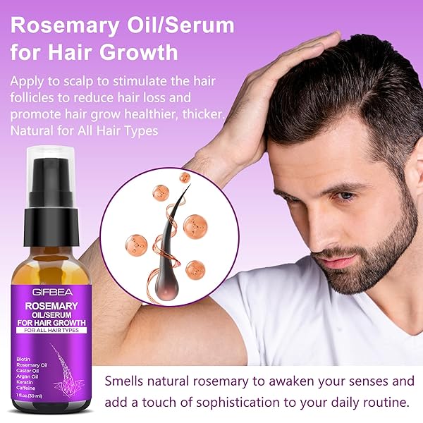 ROSEMARY OIL HAIR GROWTH SERUM W/ROSEMARY WATER & RICE WATER SPRAY HAIR GROWTH,BIOTIN CASTOR OIL ARGAN OIL CAFFEINE KERATIN REDUCE HAIR LOSS,RESTORE DRY DAMAGED HAIR REGROWTH TREATMENTS FOR WOMEN MEN