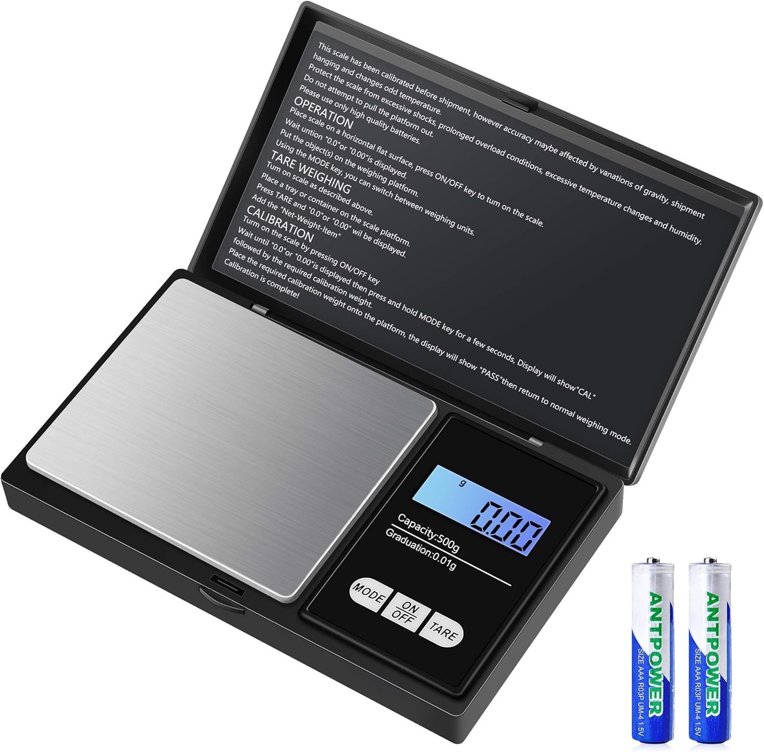 Diyife 500g/0,01g Taschenwaage, Präzisions Mini Küchenwaage, Digitalwaage Feinwaage Goldwaage Münzwaage, LCD-Display &Edelstahl Plattform, Multifunktion für Küche, Schmuck, Droge, Tee, Hefe, Kaffee