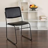EMMA + OLIVER 500 lb. Capacity Black Vinyl Stacking Chair | Vinyl Upholstery, Commercial Use