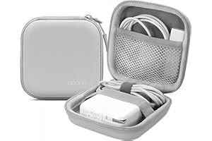 HOMEGYMFREE Charger Case for MacBook, 4.4"x4.4" Small Charger Organizer, Portable Pouch Travel Storage for Laptop Accessories, Waterproof for Magic Mouse, Power Bank,Charging Cords(Grey-PU)