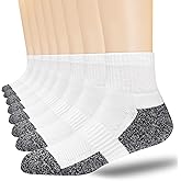 FLSHMCEN 8-Pairs Men's Ankle Cotton Socks with Cushion, Athletic Running Socks Size 7-9/9-12/12-15