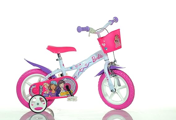 Barbie Kinderfahrrad Mädchenfahrrad – 12 Zoll| Original Lizenz | Kinderrad mit Stützrädern und Fahrradkorb - Das Barbie Fahrrad als Geschenk für Mädchen