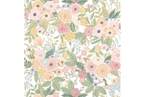 Ismoon Floral Wallpaper Peel and Stick Wallpaper Boho White Wallpaper Leaf Flowers Contact Paper Removable Wallpaper Vinyl Self-Adhesive Wallpaper for Bedroom Cabinets and Drawers Decor 16.1inx78.7in