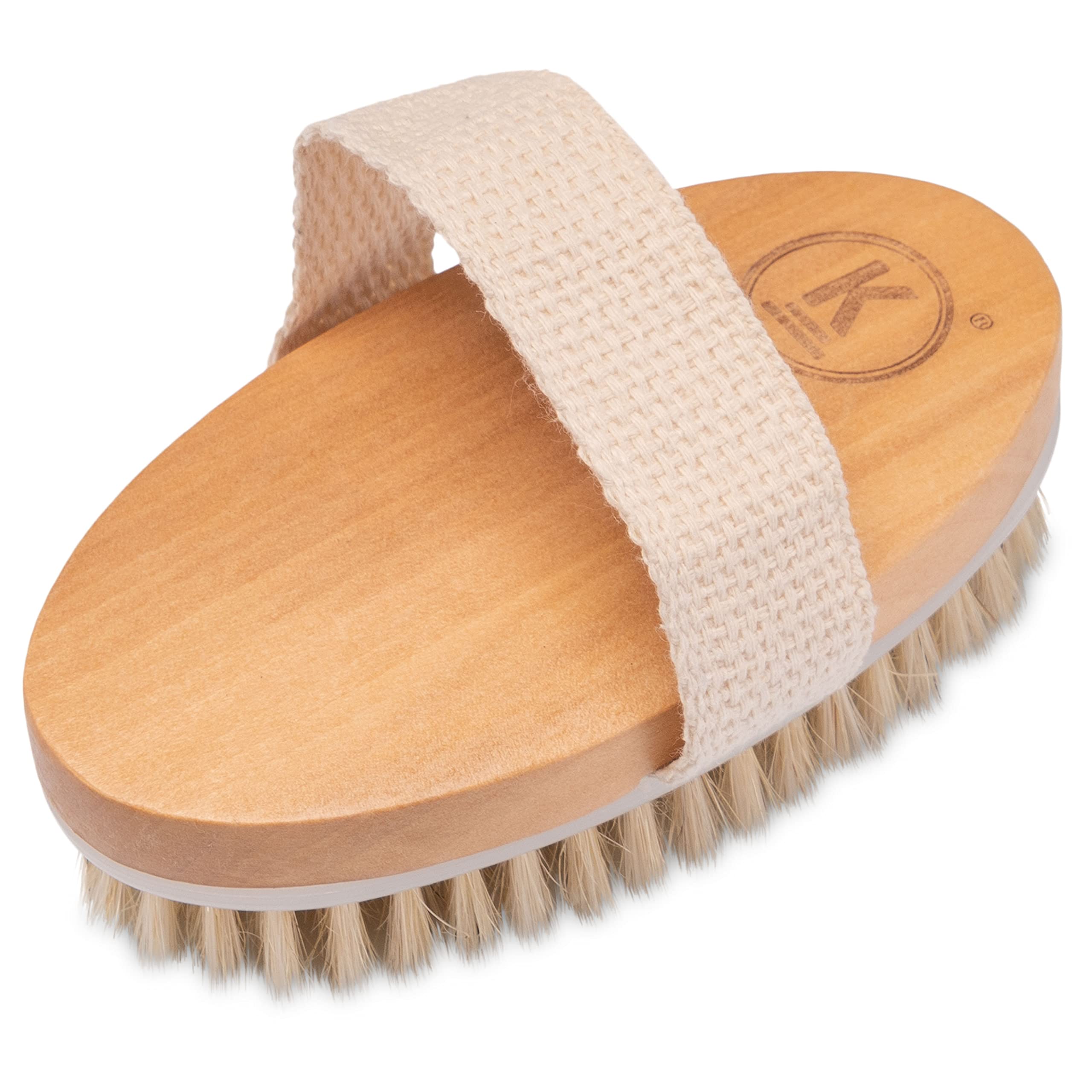 K-Pro Dry Brush Natural Bristles - Cellulite Wood Body Brush