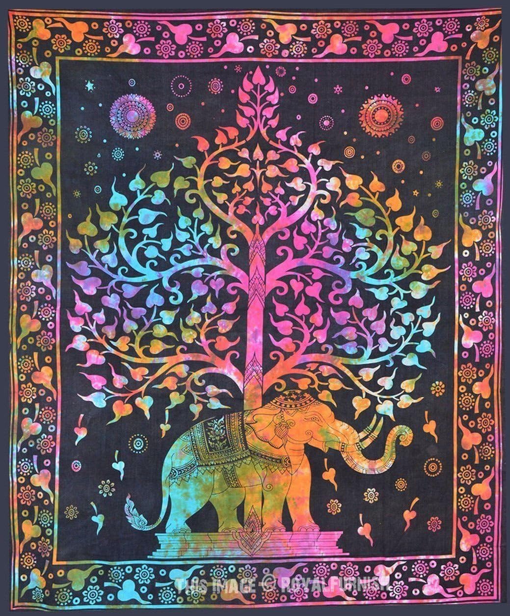 Shine Fabric Poster Bohemian Hippie Tie Die Artwork Room/Wall/Lounge/Window Decoration Cotton Poster