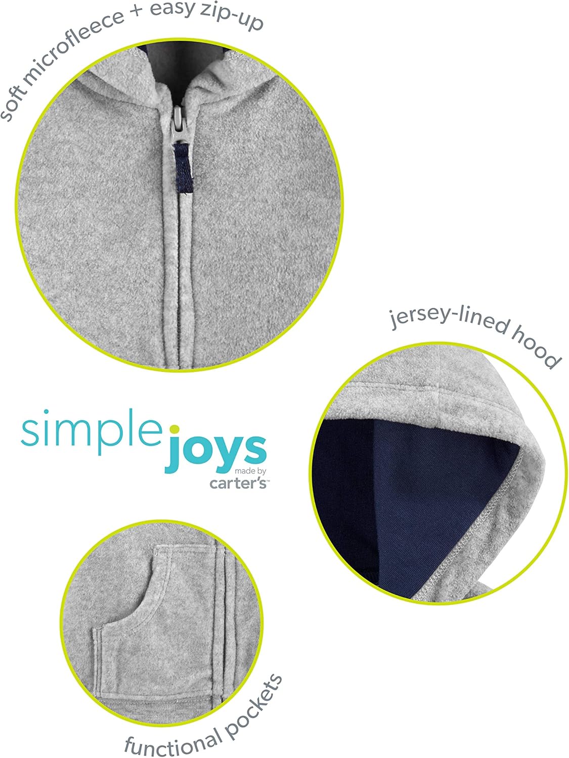 Simple Joys by Carter's Baby Boys' 2-Pack Fleece Full Zip Hoodies: Clothing