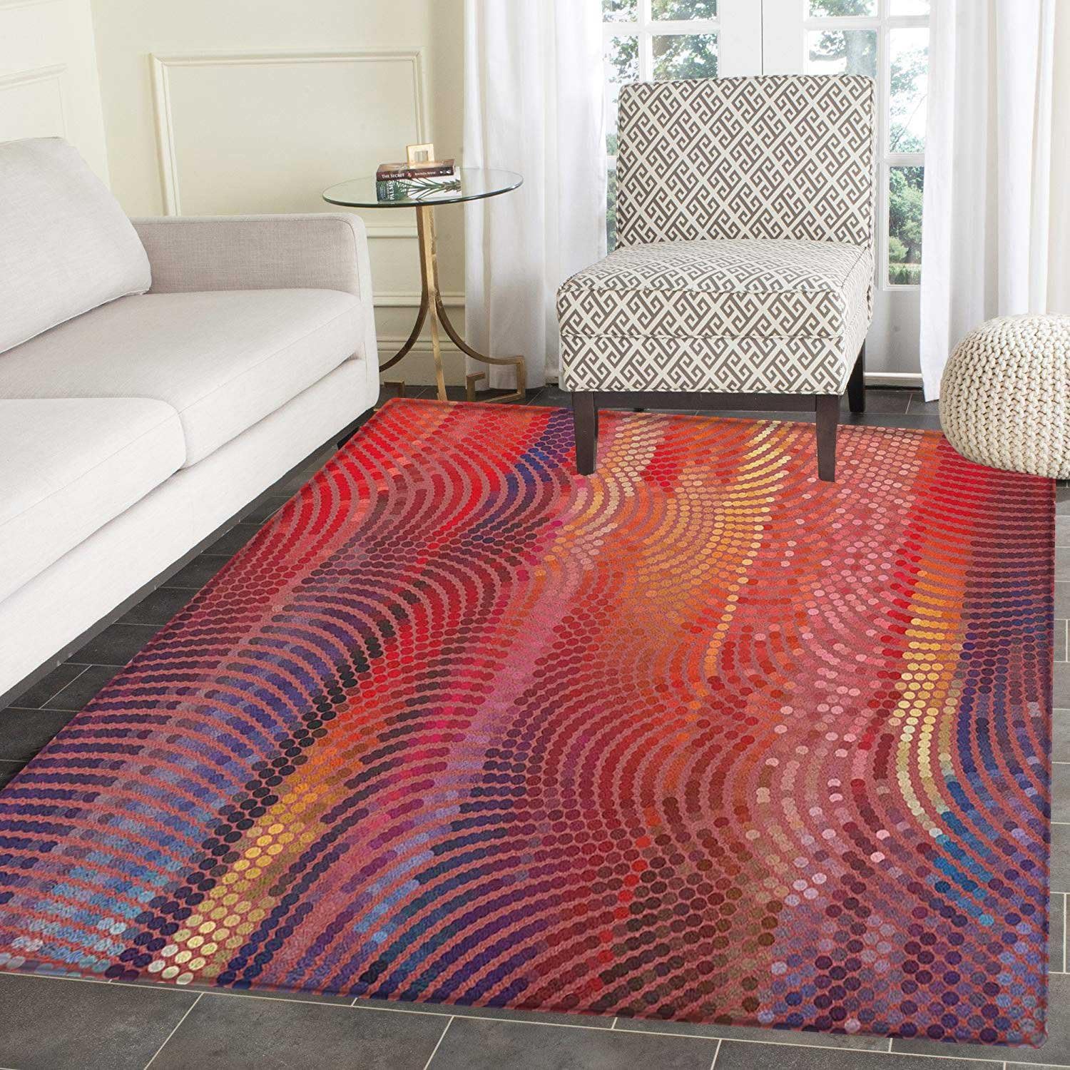 Abstract Rug Kid Carpet Wavy Curvy Mosaic Design Pixelated