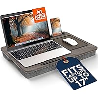SHOPPINGALL Lap Desk Portable Laptop Stand Desk Fits up to 17" Laptop with Cushion Mouse Pad, Tablet & Cellphone Holder Slot 