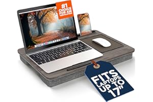 SHOPPINGALL Lap Desk Portable Laptop Stand Desk Fits up to 17" Laptop with Cushion Mouse Pad, Tablet & Cellphone Holder Slot 