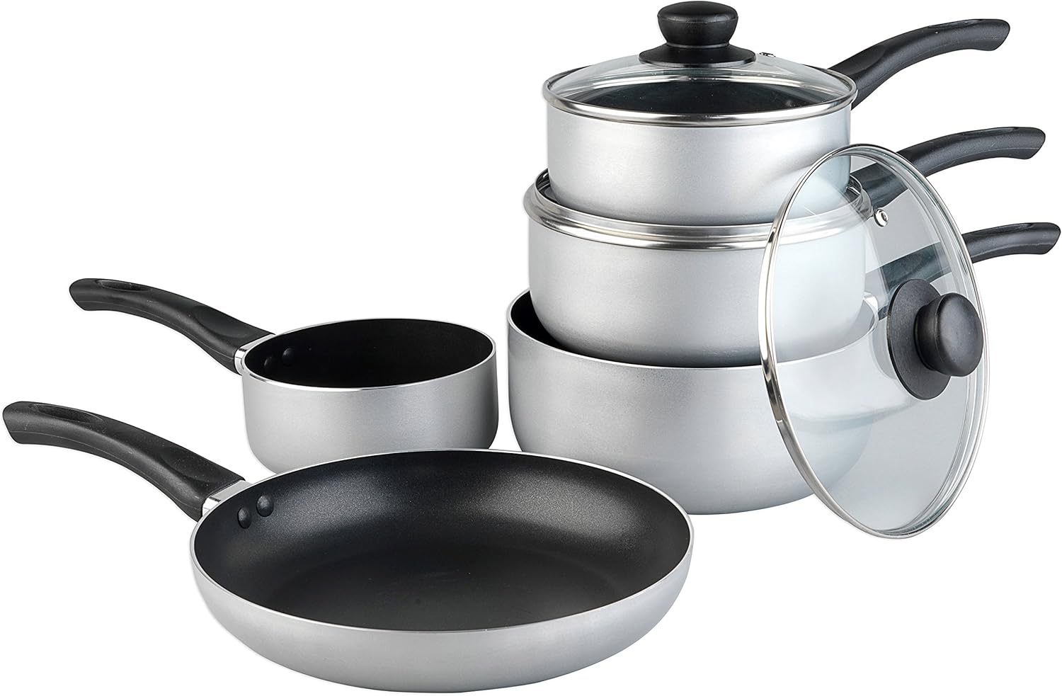 Russell Hobbs CCS162433ZC CCS162433 Zeus 5 Piece Aluminium Kitchen Pan Set, 42 x 13 x 25.5 cm, Silver