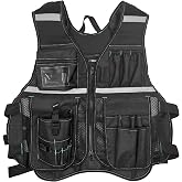 N NOAH Tool Vest 2nd Gen with Multiple Pockets, Reflective, Black | Breathable Mesh Back, Neck Comfort Design, ID Window Pocket, Adjustable Fit, For Electricians &amp; Carpenters,