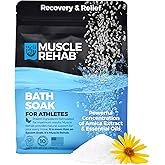 Muscle Rehab Recovery Soak | Epsom Salt with Arnica & Turmeric for Faster Muscle Recovery & Joint Comfort |Cooling Mints | Fast-Dissolving, Non-Staining, Made in USA | 29 oz
