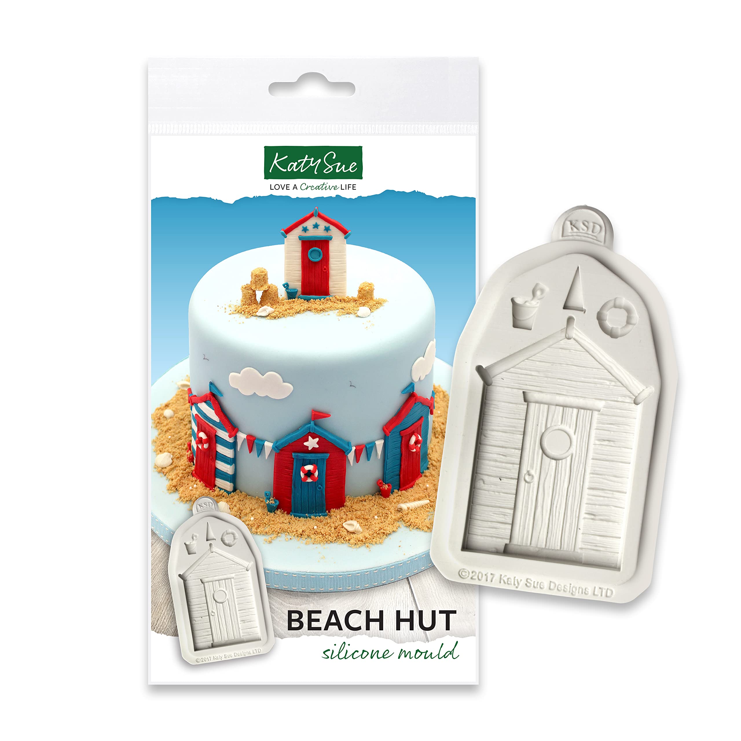 Katy Sue Beach Hut/Garden Shed Silicone Mould for Cake Decorating & Crafting for use with Fondant, Sugar Paste, Gum Paste, Air Dry Clay - Makes a Beach Hut 85 x 58 Millimetres by Katy Sue Moulds