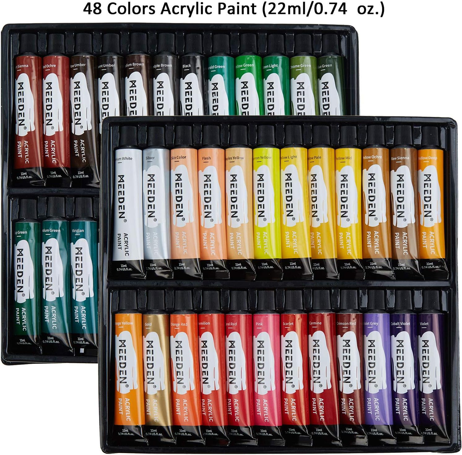 MEEDEN 70-Piece Premium Acrylic Painting Set - Solid Beech Wood Easel Box, 48×22ML Acrylic Paint Set and All Additional Supplies, Artist Painting Tools Kit for Beginning Artists, Students & Kids