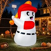 zukakii Halloween Inflatables Decoration Halloween Ghost Batter | Halloween Blow Up Yard Decorations Ghost Hitter Blowups Built-in LED Lights Easy Set Up for Festival Party Lawn Indoor
