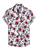 VATPAVE Mens 100% Cotton Hawaiian Shirts Floral