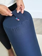 Yogamatters Organic Cotton Bolster Navy Blue 63cm 2.2kg Removable Cover view 3