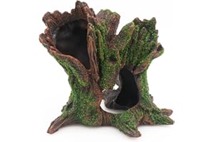 AQUA KT Aquarium Landscape Tree Stump Trunk Hollow Betta Cichlid Cave Rocks for Fish Hiding Tank Decoration Decorations