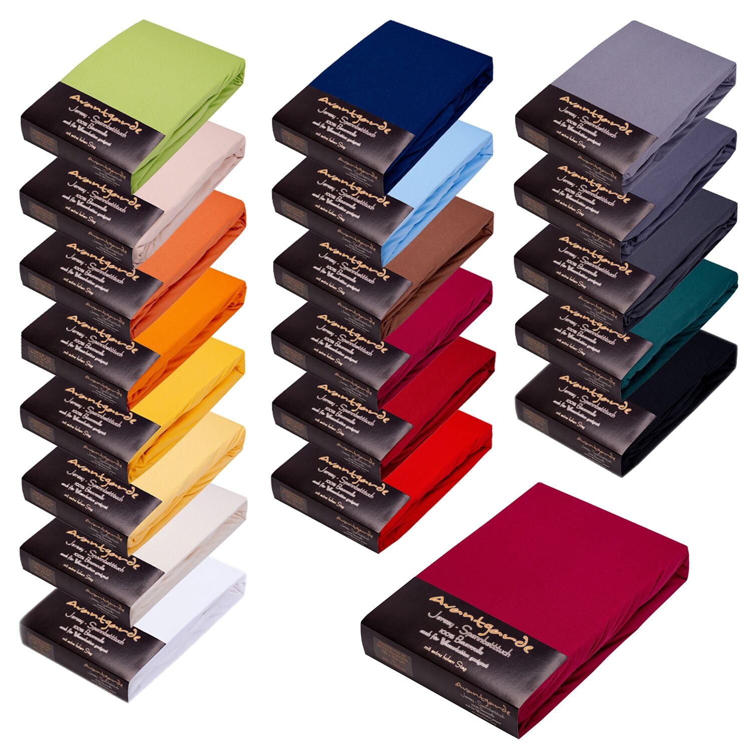 AVANTGARDE Fitted Sheet 140 x 200 cm - 160 x 220 cm - Also for Box Spring Bed and Water Bed Premium Fitted Sheet 100% Cotton Jersey - Approx. 170 g/m² - High Bridge - Oeko-Tex (09 Blackberry)